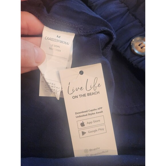 Cupshe Womens Navy Blue Wide Leg Pants Beach Casual Pull On Lightweight NWT - M - Picture 4 of 7